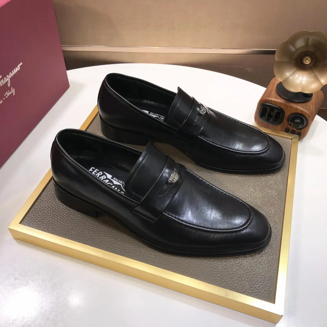 Men's shoes 💰500💰 [Ferragamo/Ferragamo] The latest model in the counter. Original imported high-quality cowhide with open sides + imported 🐂 water-dyed cowhide lining + original luxury metal buckle + original combination outsole. Comparison without pressure 38--45 (45 is custom-made and cannot be returned or exchanged)